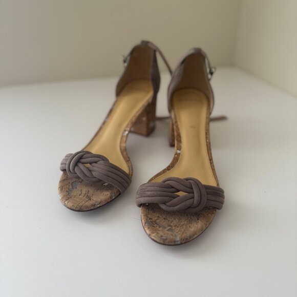 Alexandre Birman Vicky-chiara knot Sandals cork block heel Size 41 in taupe - Picture 1 of 15
